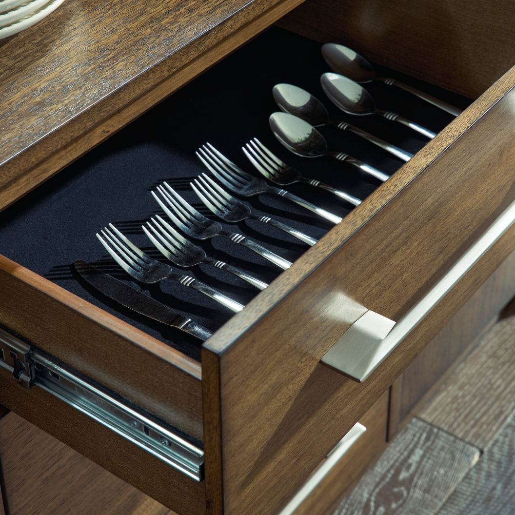 Buffet en bois/placage d'eucalyptus brun avec 2 portes et 3 tiroirs - Baskinger