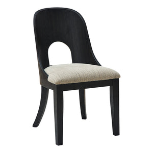 Ensemble de 2 chaises de salle à manger en bois noir avec assise rembourrée en tissu gris - Rowanbeck