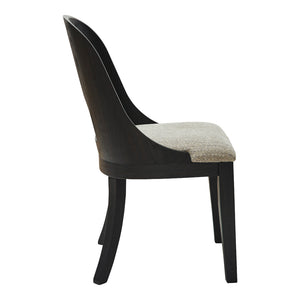 Ensemble de 2 chaises de salle à manger en bois noir avec assise rembourrée en tissu gris - Rowanbeck