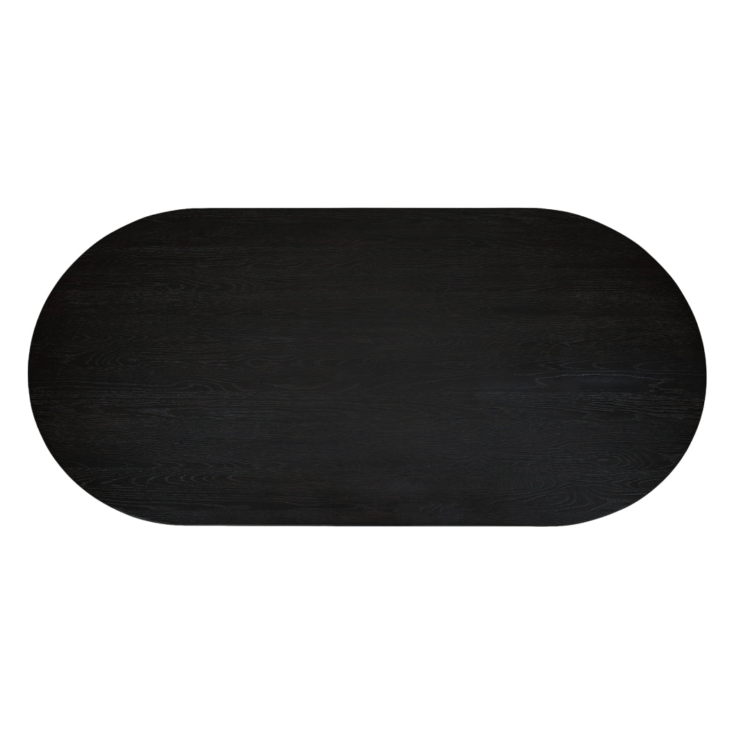 Table de salle à manger ovale en bois/placage de chêne noir - Rowanbeck