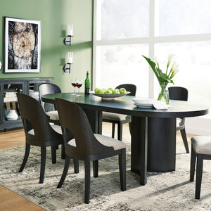 Table de salle à manger ovale en bois/placage de chêne noir - Rowanbeck