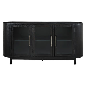Buffet en bois/placage de chêne noir avec 3 portes vitrées - Rowanbeck