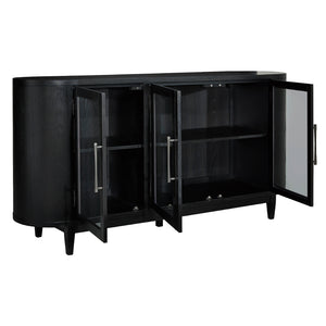 Buffet en bois/placage de chêne noir avec 3 portes vitrées - Rowanbeck