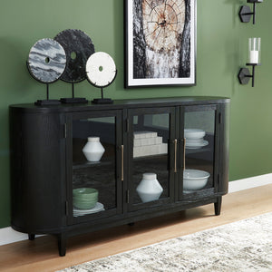 Buffet en bois/placage de chêne noir avec 3 portes vitrées - Rowanbeck
