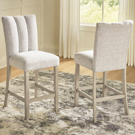 Ensemble de 2 tabourets de bar rembourrés en tissu gris pâle - Larawyn