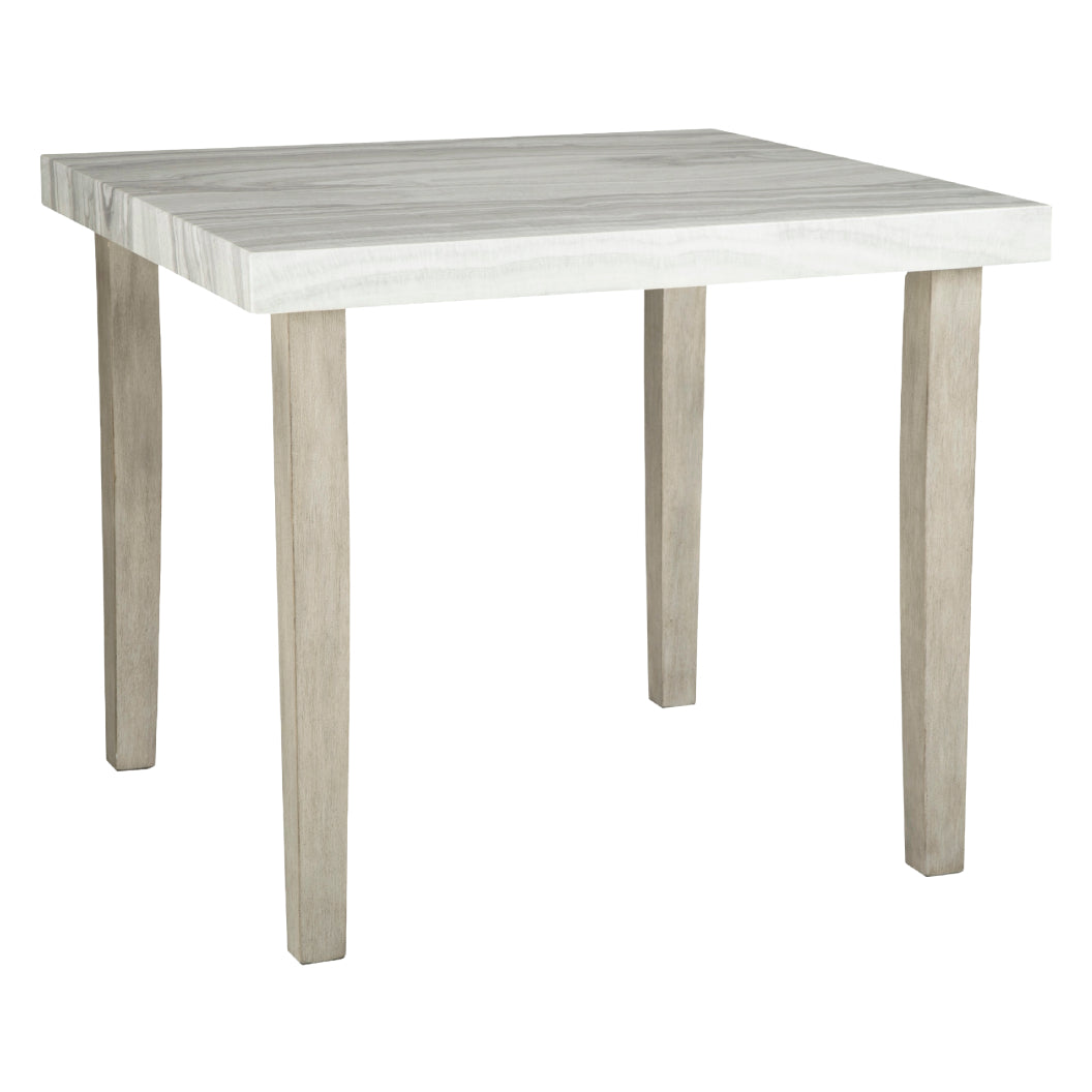 Table de salle à manger haute carrée en faux marbre gris pâle - Larawyn