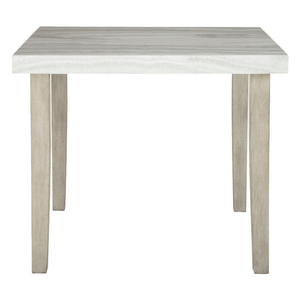 Table de salle à manger haute carrée en faux marbre gris pâle - Larawyn
