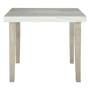 Table de salle à manger haute carrée en faux marbre gris pâle - Larawyn