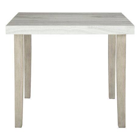 Table de salle à manger haute carrée en faux marbre gris pâle - Larawyn