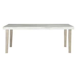 Table de salle à manger rectangulaire en faux marbre gris pâle - Larawyn