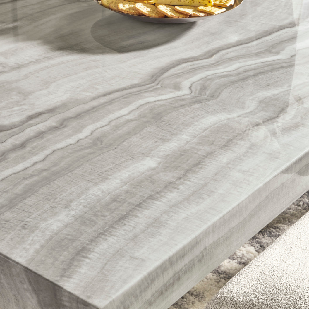 Table de salle à manger rectangulaire en faux marbre gris pâle - Larawyn