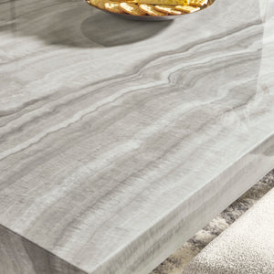 Table de salle à manger rectangulaire en faux marbre gris pâle - Larawyn