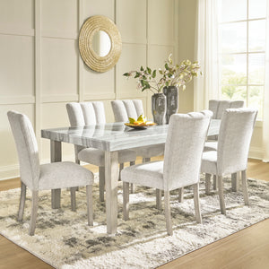 Table de salle à manger rectangulaire en faux marbre gris pâle - Larawyn