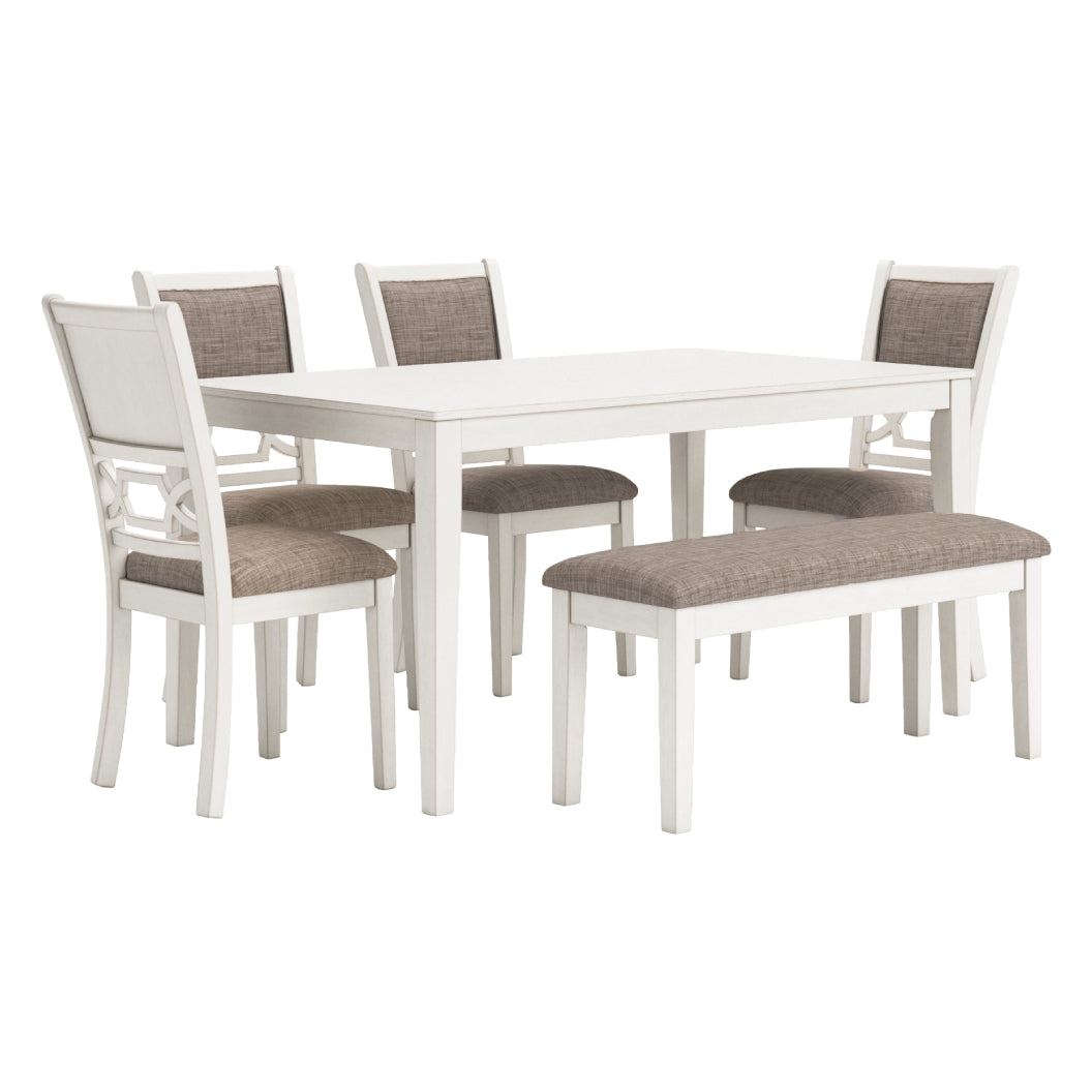 Ensemble de salle à manger avec 4 chaises et 1 banc rembourrés - Erinberg