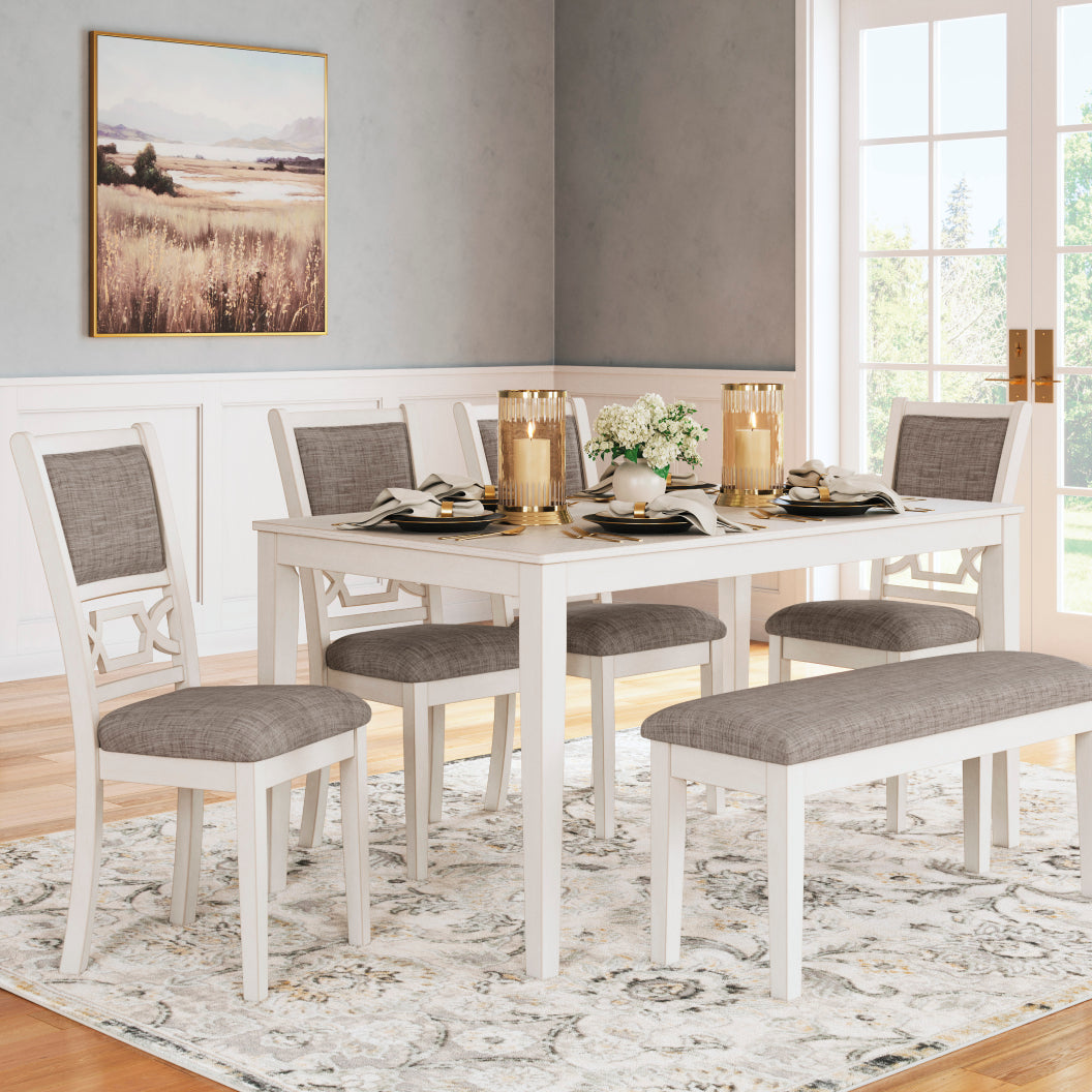 Ensemble de salle à manger avec 4 chaises et 1 banc rembourrés - Erinberg