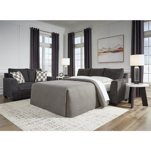 Sofa-lit en tissu noir ébène avec matelas 60 po. - Loreo