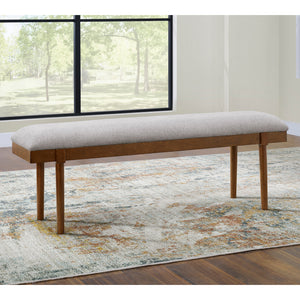 Banc de salle à manger rembourré en tissu gris - Lyncott