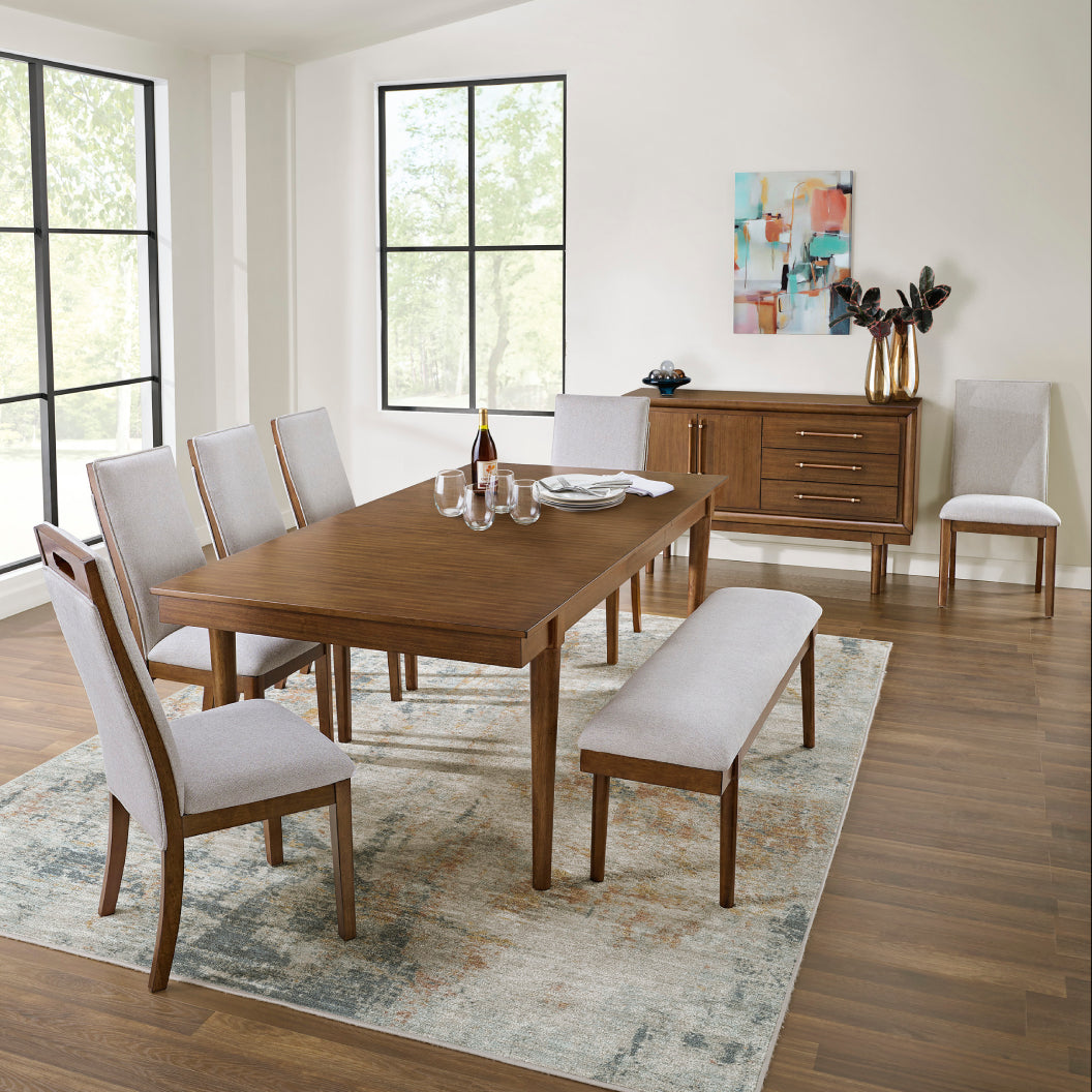 Banc de salle à manger rembourré en tissu gris - Lyncott