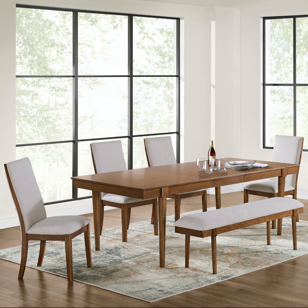 Banc de salle à manger rembourré en tissu gris - Lyncott