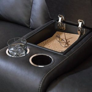 Causeuse inclinable aspect cuir avec console - Mackmenville