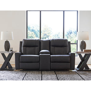 Causeuse inclinable aspect cuir avec console - Mackmenville