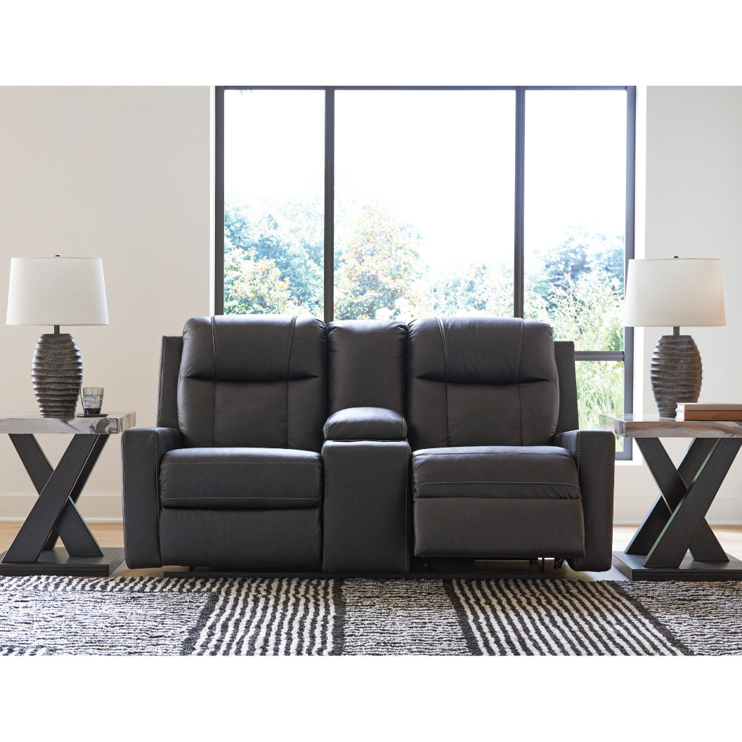 Causeuse inclinable aspect cuir avec console - Mackmenville