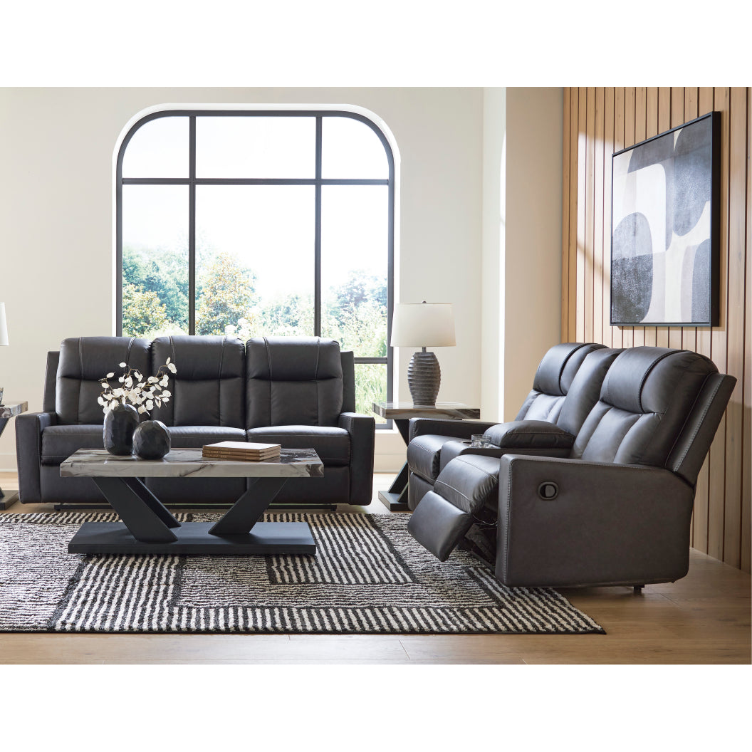 Causeuse inclinable aspect cuir avec console - Mackmenville