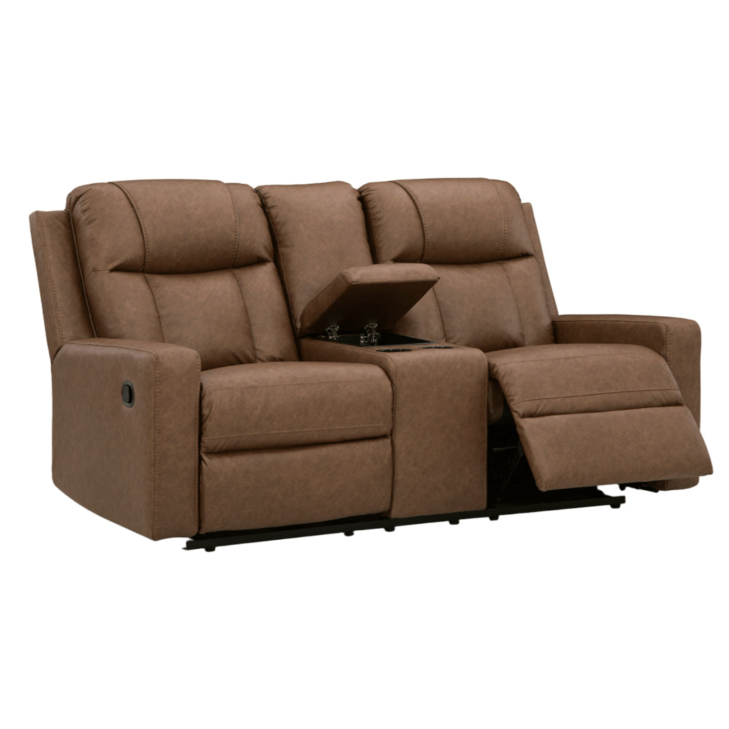Causeuse inclinable aspect cuir avec console - Mackmenville