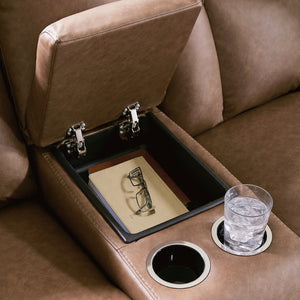 Causeuse inclinable aspect cuir avec console - Mackmenville