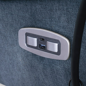 Fauteuil motorisé en tissu avec support flexible pour téléphone et chargeur sans fil - Burlyton