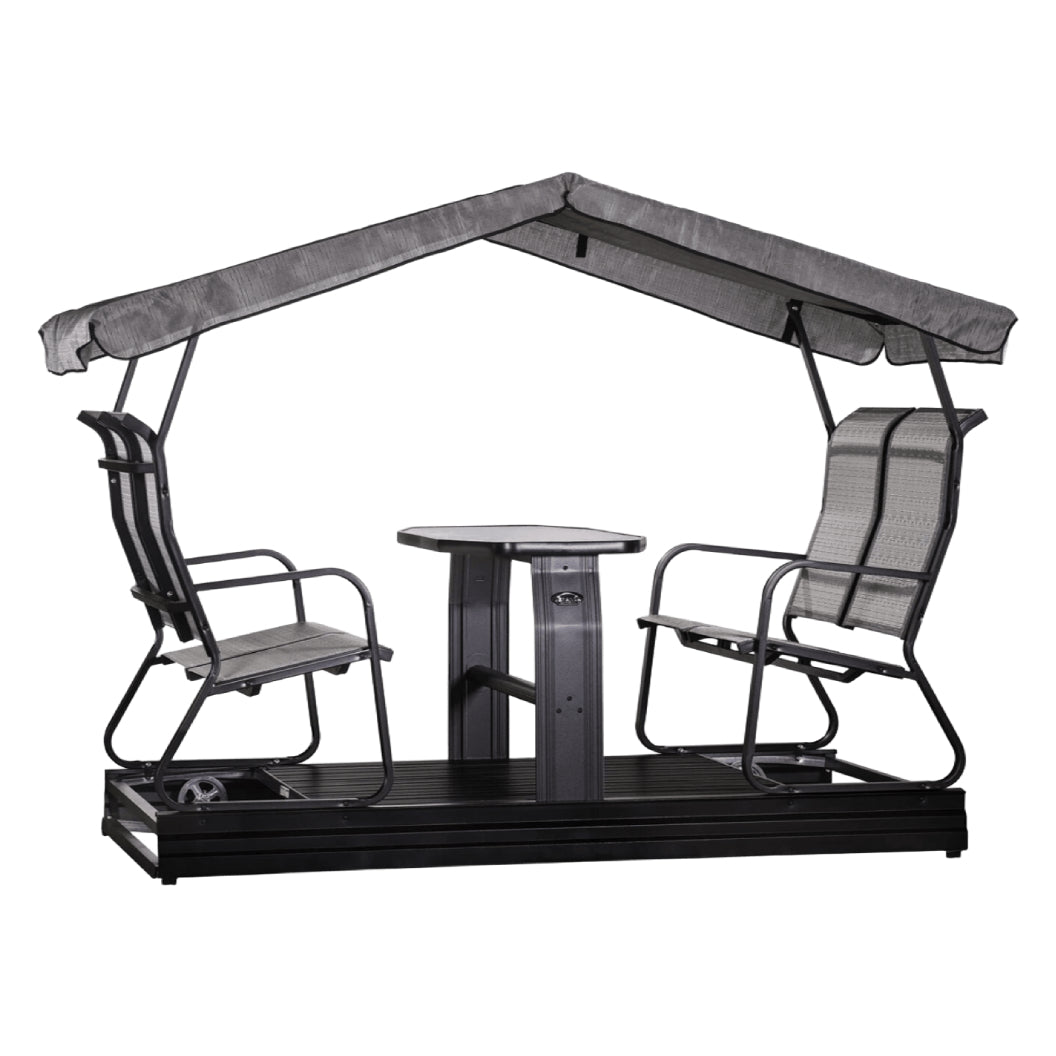 Balançoire sur roues 4 places en tissu avec une structure en aluminium - Versas