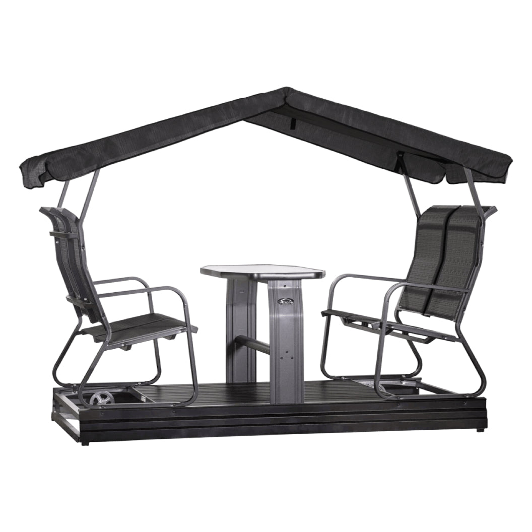 Balançoire sur roues 4 places en tissu avec une structure en aluminium - Versas