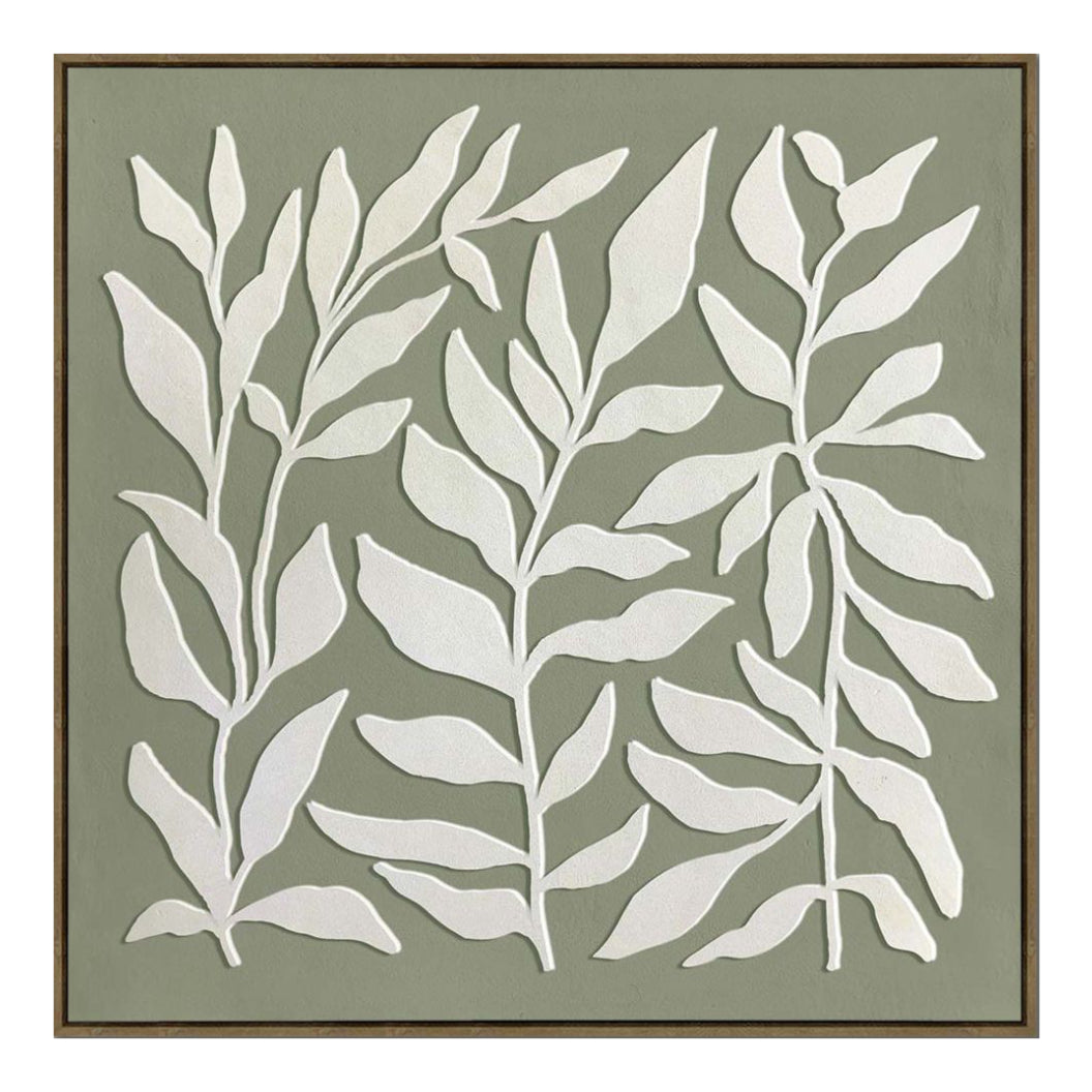 Toile 40 x 40 po avec un cadre en bois - Leafy Silhouettes