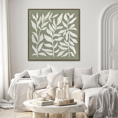 Toile 40 x 40 po avec un cadre en bois - Leafy Silhouettes