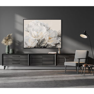 Toile 48 x 36 po avec un cadre noir vintage - White Tulips