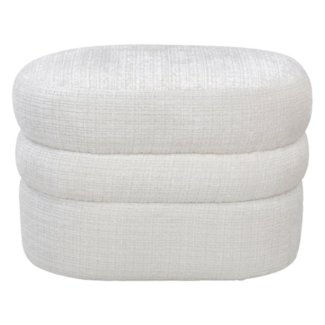 Ottoman en tissu blanc bouclé - Loft