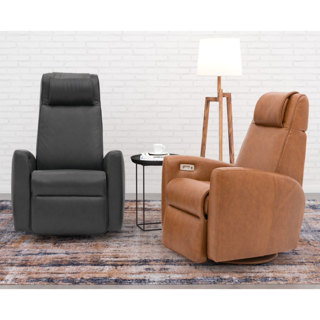 Fauteuil berçant, pivotant et motorisé en cuir - Santorini S-22