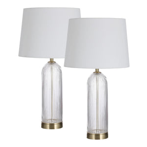 Ensemble de 2 lampes de table en verre avec accents en laiton 25 po - Ocala
