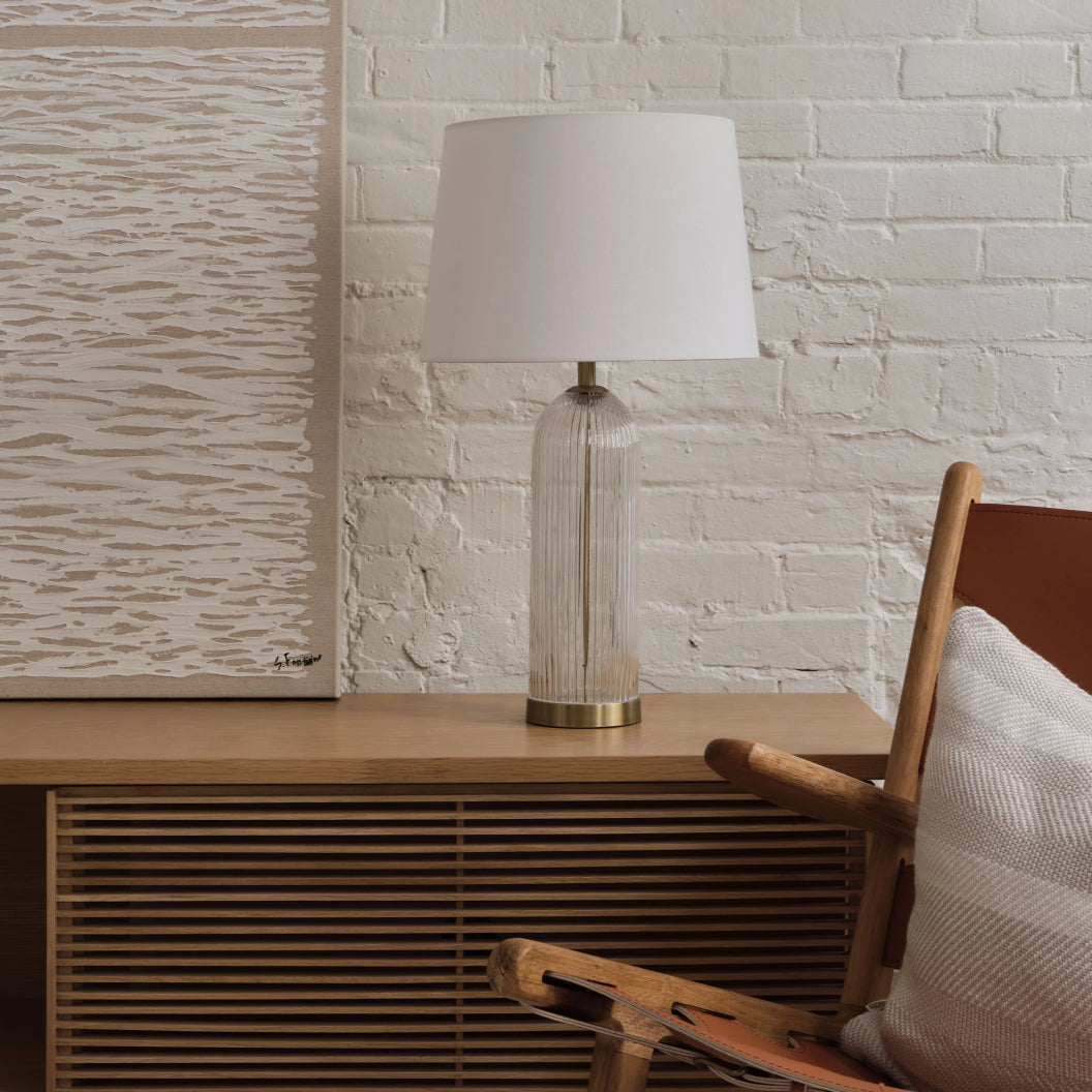 Ensemble de 2 lampes de table en verre avec accents en laiton 25 po - Ocala