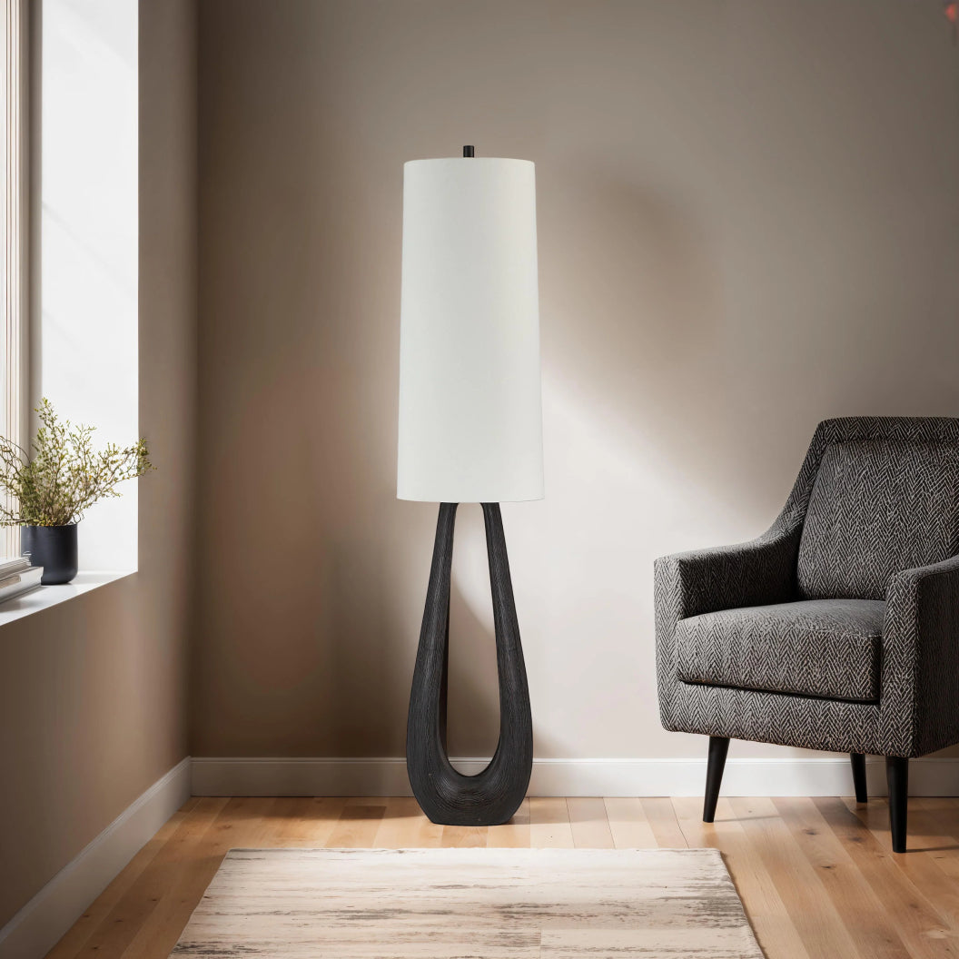 Lampe sur pied en résine brun noyer foncé 61,5 po - Cornelia