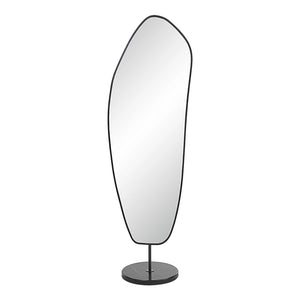 Miroir sur pied avec un cadre en fer et en marbre noir 71,5 po - Arlon
