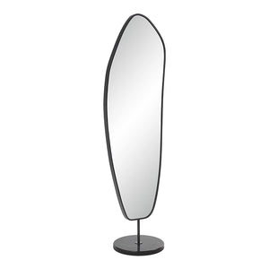 Miroir sur pied avec un cadre en fer et en marbre noir 71,5 po - Arlon