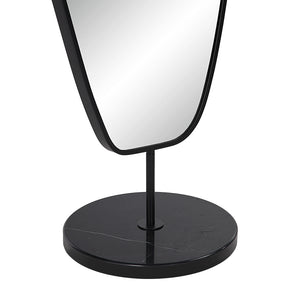 Miroir sur pied avec un cadre en fer et en marbre noir 71,5 po - Arlon
