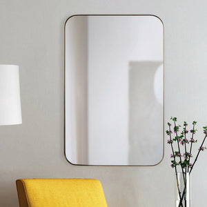 Miroir avec un cadre en fer bronze plaqué 24 x 36 po - Edwin
