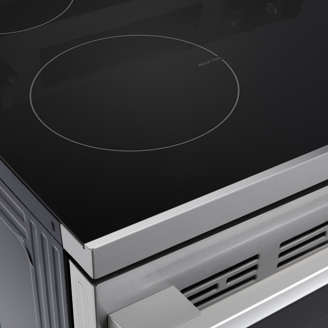 Cuisinière à induction 30 po, 6,3 pi³ Inox avec convection Probake, Air Fry et Wi-Fi