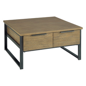 Table basse en placage/MDF brun clair avec plateau relevable - Montia