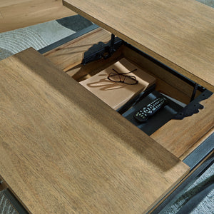 Table basse en placage/MDF brun clair avec plateau relevable - Montia