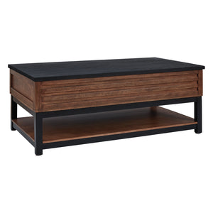 Table basse en bois/MDF bicolore avec plateau relevable - Kallari