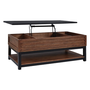 Table basse en bois/MDF bicolore avec plateau relevable - Kallari