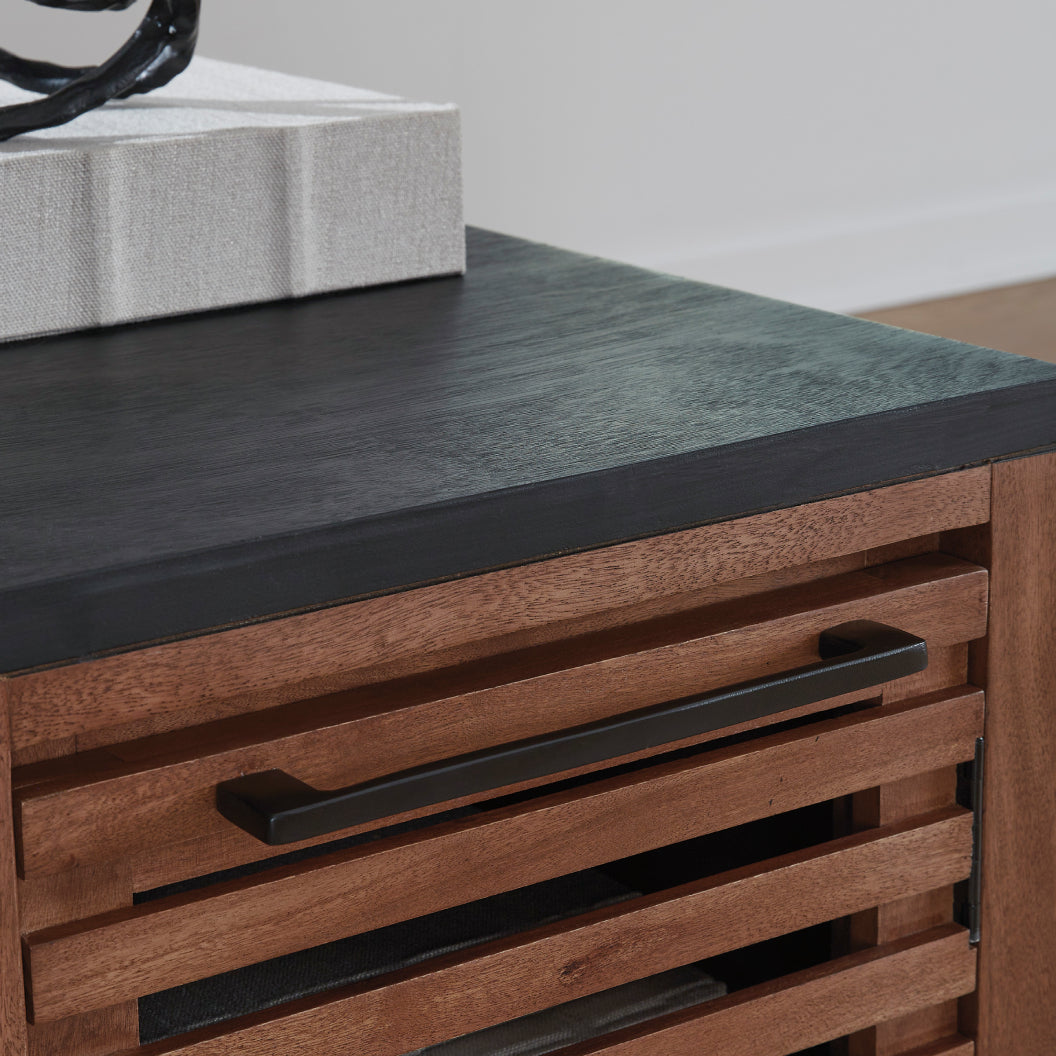 Table de bout en bois/MDF bicolore avec 1 porte - Kallari
